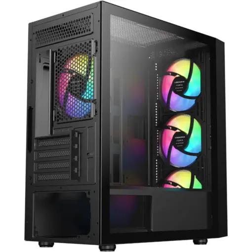 SAMA M203 Tempered Glass Micro ATX Mid Tower Gaming Computer Case w/ 4 × 120mm ARGB Fans Pre-Installed, Support 240mm Liquid Cooling at Top - Image 5