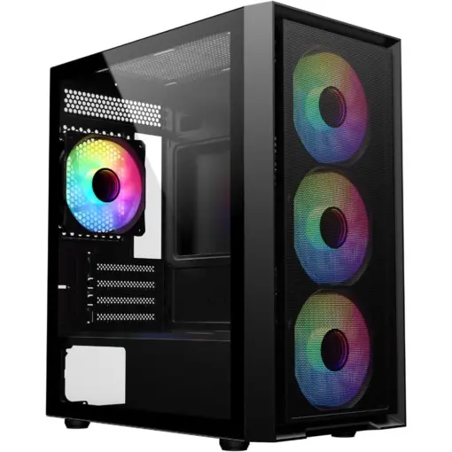 SAMA M203 Tempered Glass Micro ATX Mid Tower Gaming Computer Case w/ 4 × 120mm ARGB Fans Pre-Installed, Support 240mm Liquid Cooling at Top - Image 6