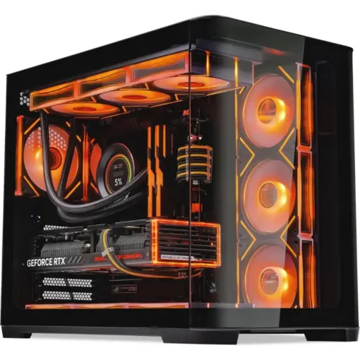 SAMA Neview 2851A ATX Mid-Tower PC Gaming Case, High-Airflow, Sturdy Curved Tempered Glass Front, 4 ARGB PWM Fan Pre-installed with Fan Hub - Black