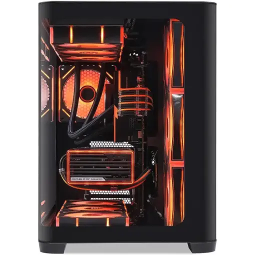 SAMA Neview 2851A ATX Mid-Tower PC Gaming Case, High-Airflow, Sturdy Curved Tempered Glass Front, 4 ARGB PWM Fan Pre-installed with Fan Hub - Black - Image 2