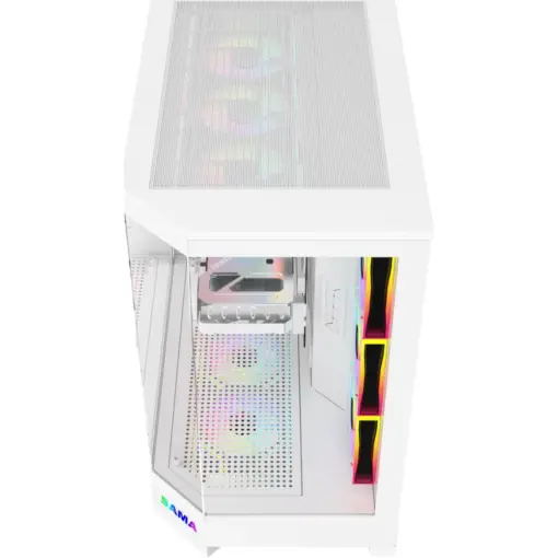 SAMA Neview 3021, Dual USB3.0 and Type C Tempered Glass ATX Full Tower Gaming Computer Case w/ 4 x 120mm ARGB Fans (3 x MB Side, 1 x Rear) Pre-Installed - White - Image 5