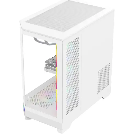 SAMA Neview 3021, Dual USB3.0 and Type C Tempered Glass ATX Full Tower Gaming Computer Case w/ 4 x 120mm ARGB Fans (3 x MB Side, 1 x Rear) Pre-Installed - White - Image 6