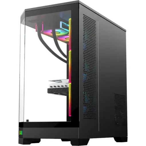 SAMA Neview 3021, Dual USB3.0 and Type C Tempered Glass ATX Full Tower Gaming Computer Case w/ 4 x 120mm ARGB Fans (3 x MB Side, 1 x Rear) Pre-Installed - Black - Image 3