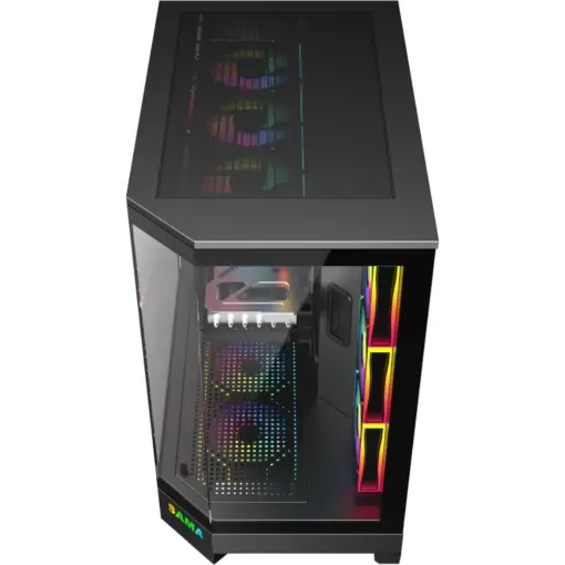 SAMA Neview 3021, Dual USB3.0 and Type C Tempered Glass ATX Full Tower Gaming Computer Case w/ 4 x 120mm ARGB Fans (3 x MB Side, 1 x Rear) Pre-Installed - Black - Image 5