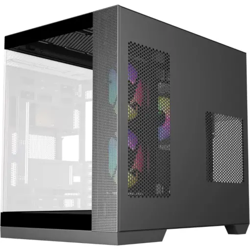 SAMA Neview A721 Tempered Glass ATX Airflow Mid Tower Gaming Computer Case, Back-plug Motherboard PC Case, 3 ×120mm ARGB Fans Pre-Installed - Black - Image 6