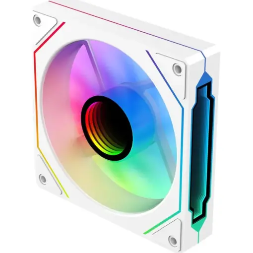 SAMA YF1202I Quite ARGB 120mm Case Fan, 4Pin PWM, 5V 3Pin ARGB, High Airflow, Infinity Mirror Cooling Fan - White - Image 4