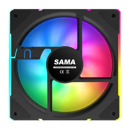 SAMA YF1203I ARGB 120mm PC Case Fan, PWM Intelligent Temperature Control, High Airflow Low Noise Infinity Mirror Computer Cooling Fan - Black - Image 7