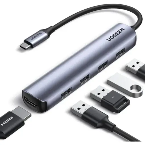 Ugreen 20197 USB C 5-in-1 Multiport Hub HDMI 4K@30Hz with 4 USB 3.0 Ports