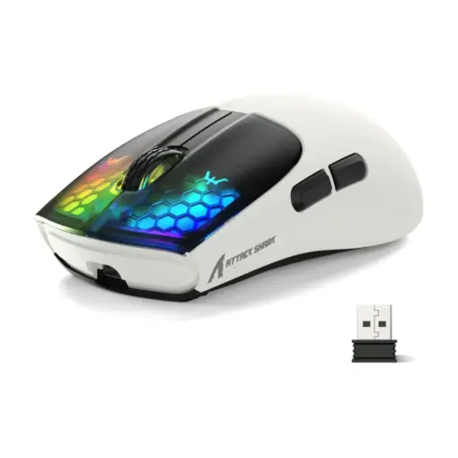 ATTACK SHARK X5 Aerox Ultralight Tri-mode Wireless Gaming Mouse - White & Black