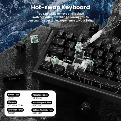 ATTACK SHARK X68 HE 60% Wired Gaming Keyboard Rapid Trigger - Black Contours - Image 3