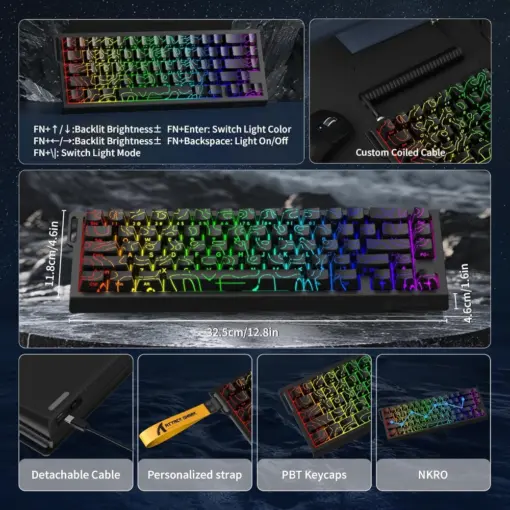 ATTACK SHARK X68 HE 60% Wired Gaming Keyboard Rapid Trigger - Black Contours - Image 6