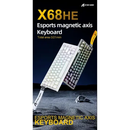 ATTACK SHARK X68 HE 60% Wired Gaming Keyboard Rapid Trigger - White Contours - Image 4