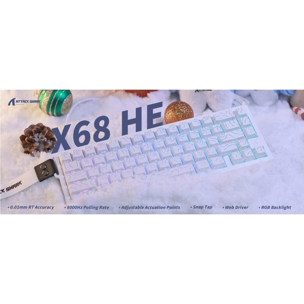 ATTACK SHARK X68 HE 60% Wired Gaming Keyboard Rapid Trigger