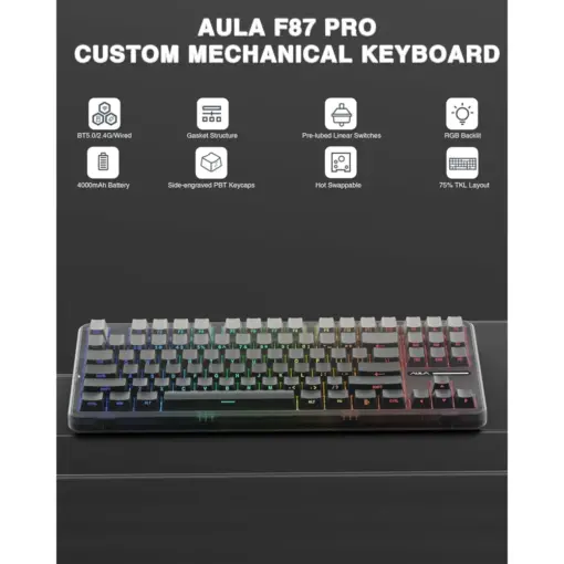 AULA F87 Pro Wireless Mechanical Keyboard - Gradient Grey