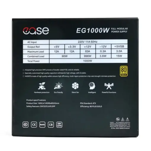 EASE EG1000W 80+ Gold Fully Modular Power Supply - Image 4