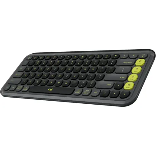 Logitech POP ICON Keys Wireless Bluetooth Keyboard, Comfortable Typing, Programmable Keys, Easy-Switch Between up to 3 Devices, for Laptop, Tablet, PC - Graphite & Green