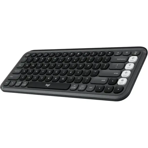 Logitech POP ICON Keys Wireless Bluetooth Keyboard, Comfortable Typing, Programmable Keys, Easy-Switch Between up to 3 Devices, for Laptop, Tablet, PC - Graphite & White