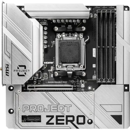 MSI B650M Project Zero WiFi Gaming Motherboard (AMD Ryzen 9000/8000/7000 Series Processors, AM5, DDR5, PCIe 4.0, M.2 Slots, SATA 6Gb/s, USB 3.2 Gen 2, HDMI/DP, Wi-Fi 6E, Bluetooth 5.3, 2.5Gbps LAN, mATX) - Image 2