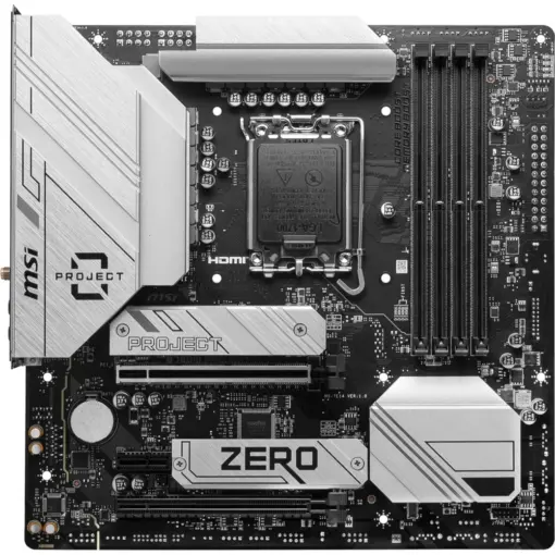 MSI B760M Project Zero WiFi Gaming Motherboard (Support 14th/13th/12th Gen Intel Processors, LGA 1700, DDR5, PCIe 5.0, M.2 Slots, 2.5Gbps LAN, USB 3.2 Gen2, HDMI/DP, Wi-Fi 6E, Bluetooth 5.3, mATX) - Image 2