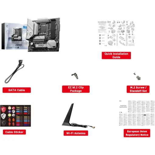 MSI B760M Project Zero WiFi Gaming Motherboard (Support 14th/13th/12th Gen Intel Processors, LGA 1700, DDR5, PCIe 5.0, M.2 Slots, 2.5Gbps LAN, USB 3.2 Gen2, HDMI/DP, Wi-Fi 6E, Bluetooth 5.3, mATX) - Image 8