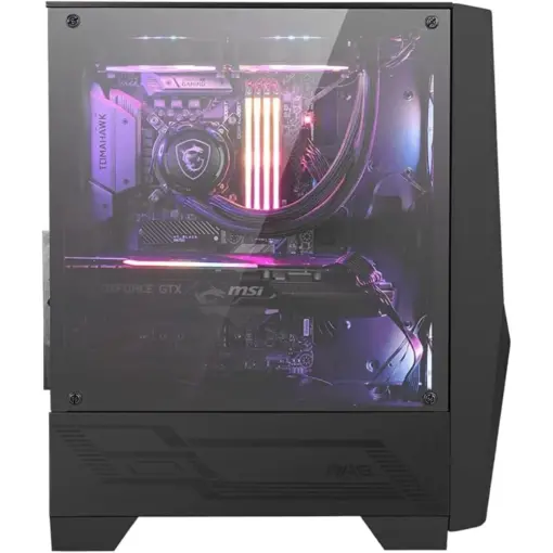 MSI MAG Forge 100R Mid Tower Gaming Computer Case, 2X 120 mm ARGB PWM Fan, 1x 120 mm Fan, 1-6 ARGB Hub, Mystic Light Sync, Tempered Glass Panel, ATX, mATX, Mini-ITX - Black - Image 2