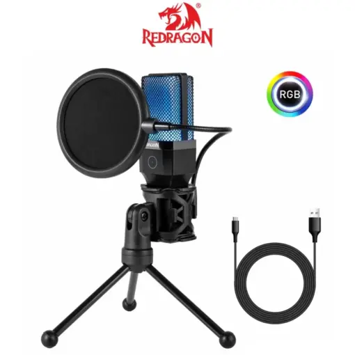 Redragon GM212 Adne RGB Streaming Microphone with Pop Filter