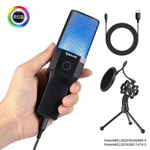 Redragon GM212 Adne RGB Streaming Microphone with Pop Filter - Image 4