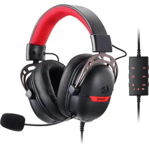 Redragon H376 Aurora Wired Gaming Headset, 7.1 Surround Sound Over-Ear w/40 MM Audio Drivers, Advanced EQ Mode, 240g Lightweight, Cozy Memory Foam Pads, USB Powered for PC/PS5/PS4/Nintendo Switch - Black