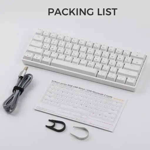 Skyloong GK61 White Tri-mode Wireless RGB Mechanical Keyboard - Yellow Switches