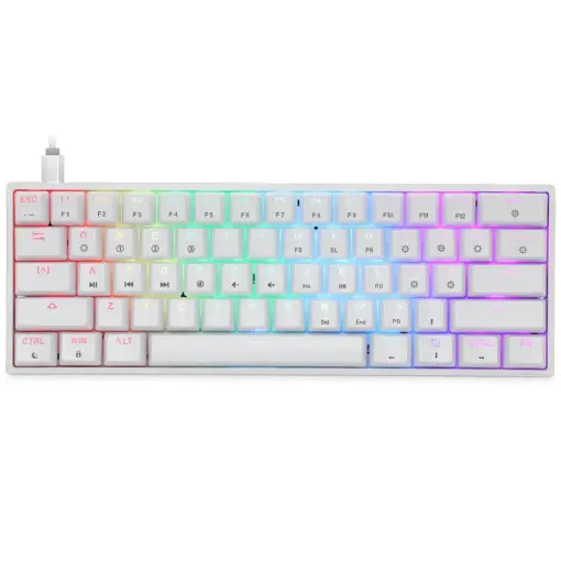 Skyloong GK61 White Tri-mode Wireless RGB Mechanical Keyboard - Yellow Switches