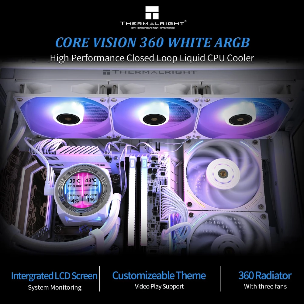 Thermalright Core Vision 360 ARGB 360mm AIO Liquid CPU Cooler, IPS LCD Screen