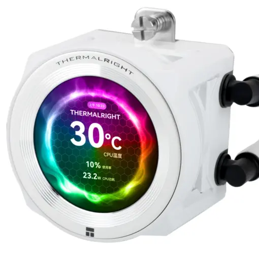 Thermalright Core Vision 360 ARGB 360mm AIO Liquid CPU Cooler, IPS LCD Screen - White - Image 2