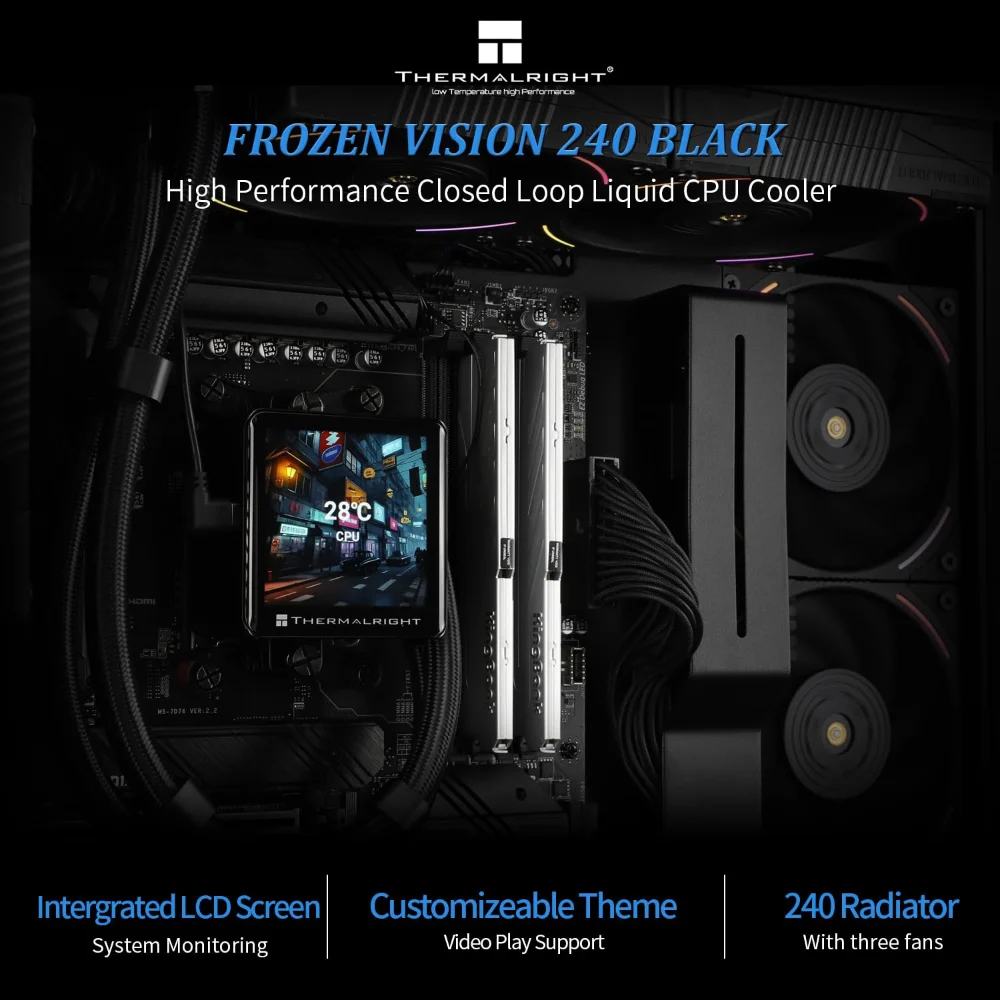 Thermalright Frozen Vision 240 ARGB 240mm AIO Liquid CPU Cooler - Black