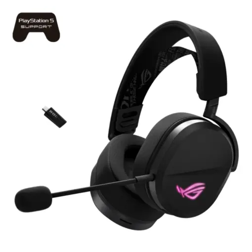 ASUS ROG Pelta (A501) Wireless Gaming Headset, BT/ROG SpeedNova 2.4GHz/USB-C, Lightweight 309g, 50mm ROG Titanium-Plated Drivers, 10mm Super-Wideband Mic, RGB, 70HR Battery, Compatible with PC/Switch/PS5