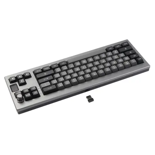 EPOMAKER Shadow-X Gasket Mechanical Keyboard, Hot-Swappable, 70% Layout, Knob Switch 2.4 GHz Wireless/Bluetooth/USB-C Wired, w/ LCD Screen, 3000mAh Battery, Poron Foam (Black, Wisteria Switch) - Image 6