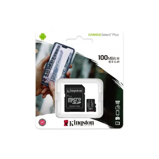 Kingston DataTraveler Canvas Select Plus microSD Memory Card with SD Adapter, SDCS2/64GB, Read Speed Up to 100MB/s – 64GB