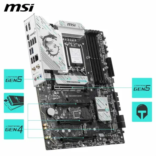 MSI B860 GAMING PLUS WIFI Motherboard, ATX - Supports Intel Core Ultra Processors (Series 2), LGA 1851 - DDR5 Memory Boost 8600+ MT/s (OC), PCIe 5.0 x16 x16, M.2 Gen5, Intel Killer 5G LAN, Wi-Fi 7 - Image 2