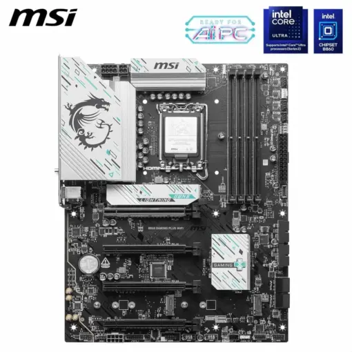 MSI B860 GAMING PLUS WIFI Motherboard, ATX - Supports Intel Core Ultra Processors (Series 2), LGA 1851 - DDR5 Memory Boost 8600+ MT/s (OC), PCIe 5.0 x16 x16, M.2 Gen5, Intel Killer 5G LAN, Wi-Fi 7 - Image 3