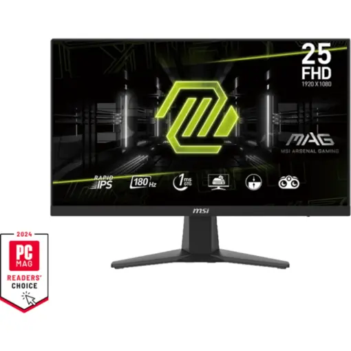 MSI MAG 256F 25" 1920x1080 (FHD) Gaming Monitor, 180Hz, Rapid IPS, Adaptive-Sync, HDMI/DisplayPort, VESA Mountable, Tilt, Height Adjustable, 1ms (GtG), Black