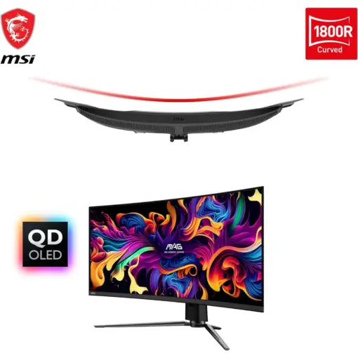 MSI MPG 341CQPX QD-OLED 34-inch Curved OLED Gaming Monitor, 3440 x 1440 (UWQHD), 0.03ms Response time, 240Hz, True Black HDR 400, HDMI, DP Port, USB Type C, Tilt, Height Adjustable - Image 2