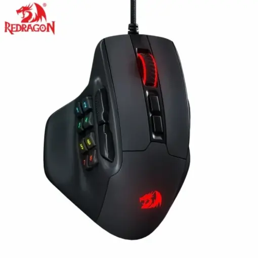 Redragon M811 Aatrox MMO Wired Gaming Mouse, 15 Programmable Buttons w/ Ergonomic Natural Grip, 10 Side Macro Keys