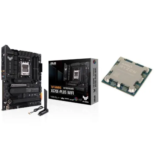 Gaming Combo - ASUS TUF GAMING X670E-PLUS WiFi AM5 DDR5 ATX Motherboard with AMD Ryzen 7 7800X3D Processor *TRAY*