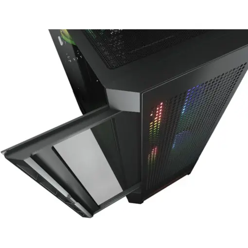 COUGAR Airface RGB E-ATX Mid Tower PC Case, Tempered Glass, Mesh Front Panels, Up to 280mm Radiator Support, USB 3.0*2, USB 2.0, Pre-Installed Front 2*140 & Rear 1*120 ARGB Fans - Black - Image 3