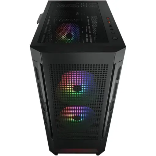 COUGAR Airface RGB E-ATX Mid Tower PC Case, Tempered Glass, Mesh Front Panels, Up to 280mm Radiator Support, USB 3.0*2, USB 2.0, Pre-Installed Front 2*140 & Rear 1*120 ARGB Fans - Black - Image 4