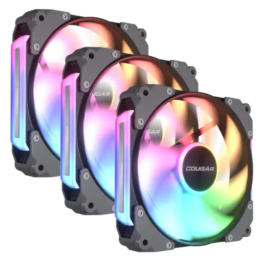 COUGAR APOLAR 120 ARGB Modular Case Fan, 3 Fan Pack, Tool-free Quick-release Connectivity, HDB Hydrodynamic Bearings, 2200 RPM - Black