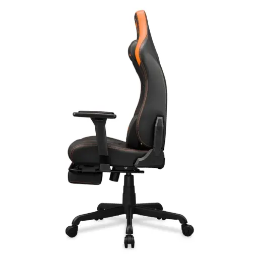 COUGAR ARMOR EVO S Ergonomic Gaming Chair, Breathable PVC Leather, Retractable Footrest, Magnetic Neck Pillow and Lumbar Cushion, 3D Adjustable Armrest, Reclining Backrest up to 155º Tilt & Lock Mechanism - Black/Orange - Image 4