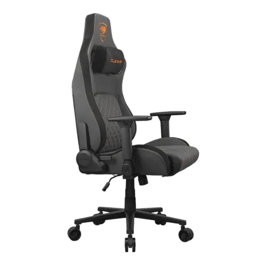 COUGAR DEFENSOR Gray F Ergonomic Office/Gaming Chair, Adjustable Height and Tilt, 155º Recline, 4D Folding Armrests, Magnetic Memory Foam Neck Pillow, Durable Hyper-dura Leatherette Upholstery, Woven Fabric, Back Pockets, 120kg Capacity - Gray/Orange - Image 4