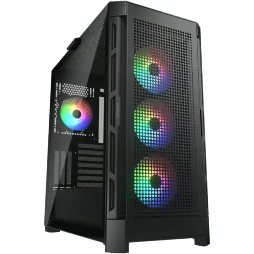 COUGAR Duoface Pro RGB E-ATX Mid Tower PC Case, Tempered Glass, Two Distinctive Front Panels: Mesh & RGB, Up to 360mm Radiator Support, Type C Gen 2, USB 3.0*2, USB 2.0, Pre-Installed Front 3*120 & Rear 1*120 ARGB Fans - Black