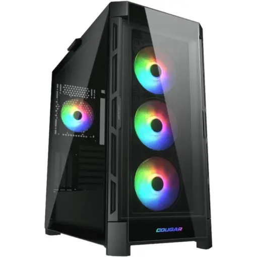 COUGAR Duoface Pro RGB E-ATX Mid Tower PC Case, Tempered Glass, Two Distinctive Front Panels: Mesh & RGB, Up to 360mm Radiator Support, Type C Gen 2, USB 3.0*2, USB 2.0, Pre-Installed Front 3*120 & Rear 1*120 ARGB Fans - Black - Image 2