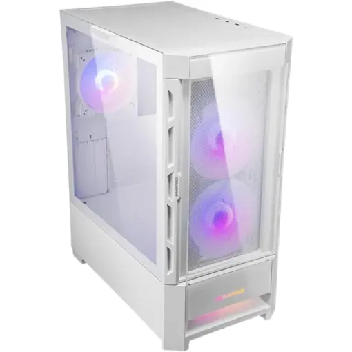 COUGAR Duoface RGB E-ATX Mid Tower PC Case, Tempered Glass, Two Distinctive Front Panels: Mesh & RGB, Up to 280mm Radiator Support, USB 3.0*2, USB 2.0, Pre-Installed Front 2*140 & Rear 1*120 ARGB Fans - White - Image 5